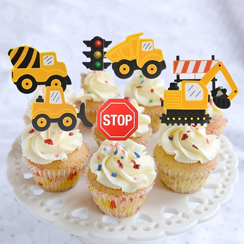 7pcs Construction Theme Car Cake Decorations for Baby Shower