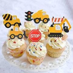 7pcs Construction Theme Car Cake Decorations for Baby Shower