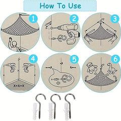 Kids Toy Hammock Storage Net With Hooks