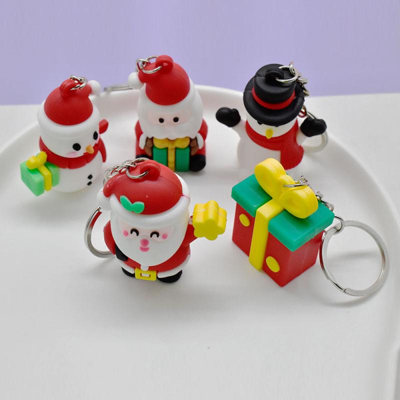 1pc 3D Christmas Doll Keychain Creative Santa Claus Key Pendant Gift Soft Rubber