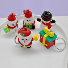 1pc 3D Christmas Doll Keychain Creative Santa Claus Key Pendant Gift Soft Rubber