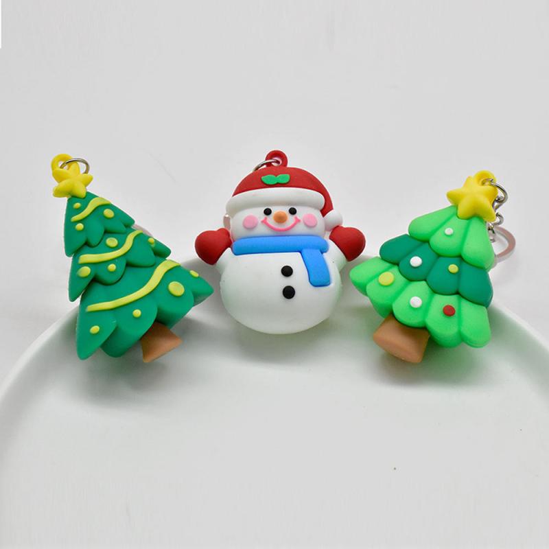 1pc 3D Christmas Doll Keychain Creative Santa Claus Key Pendant Gift Soft Rubber