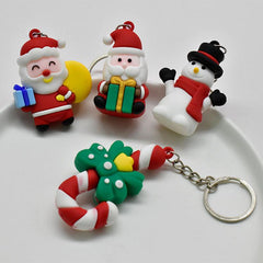 1pc 3D Christmas Doll Keychain Creative Santa Claus Key Pendant Gift Soft Rubber