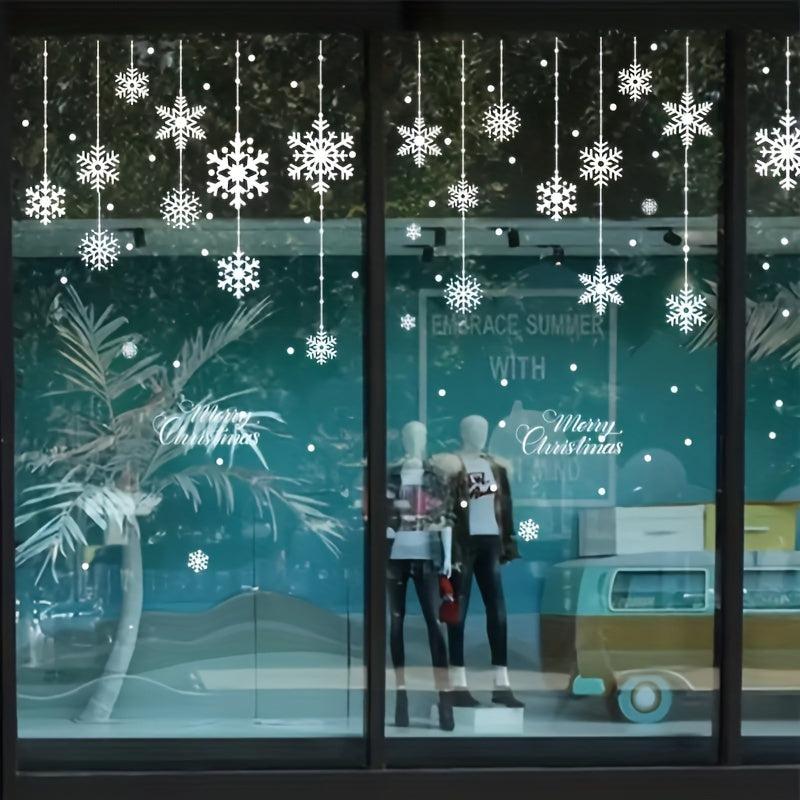 76pcs Christmas Snowflakes Window Clings Holiday Decorations