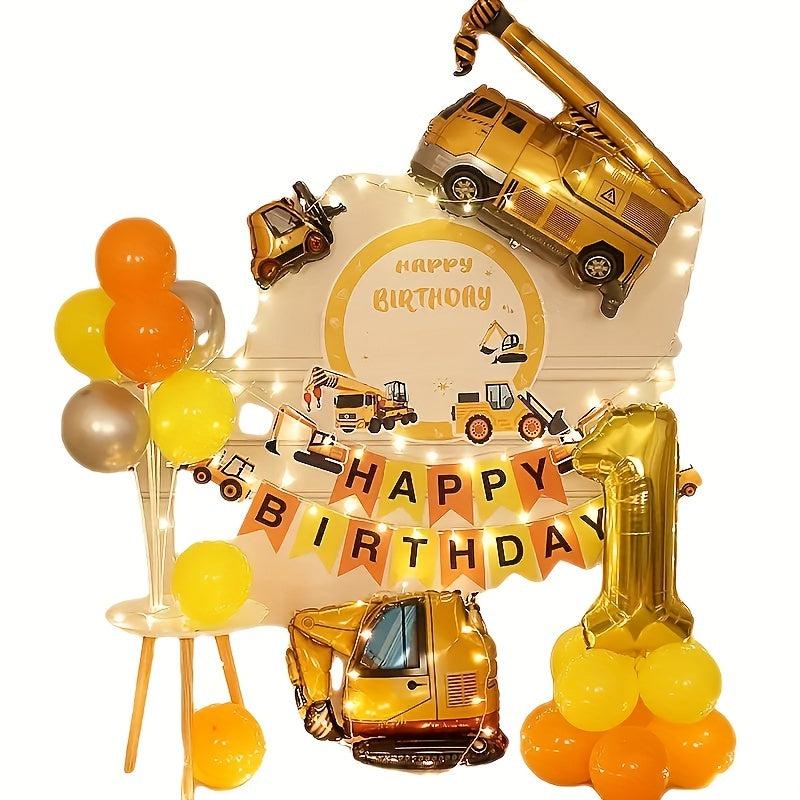 4pcs Construction Vehicles Toy Balloon Sets - Perfect For Party Birthday Parties