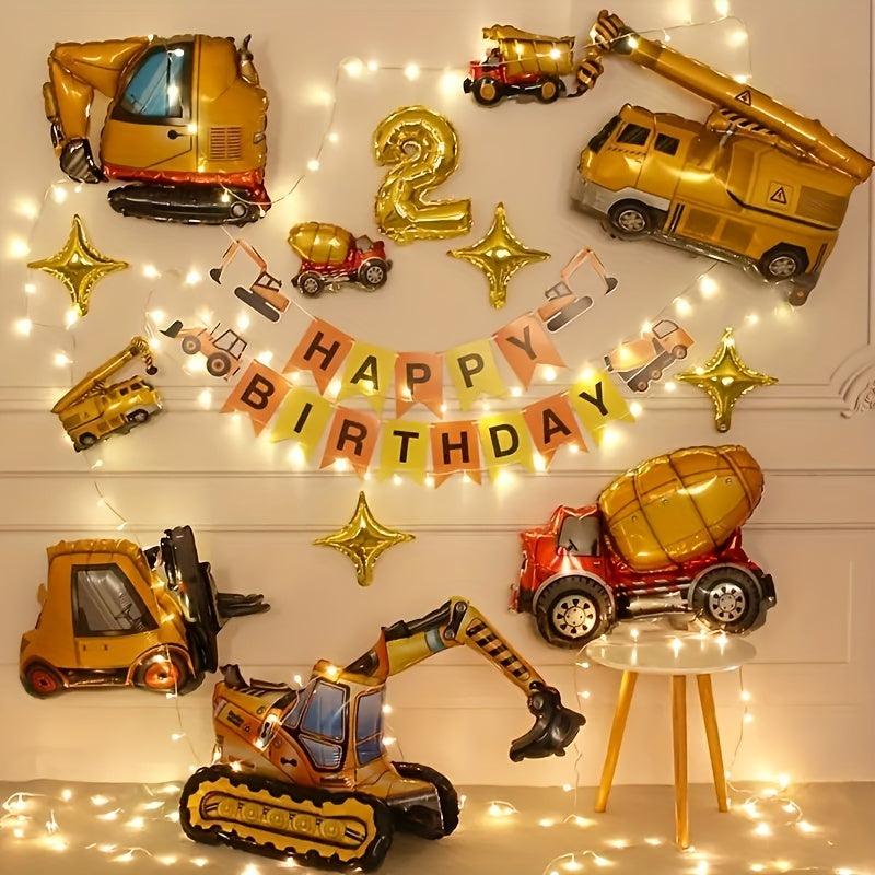 4pcs Construction Vehicles Toy Balloon Sets - Perfect For Party Birthday Parties