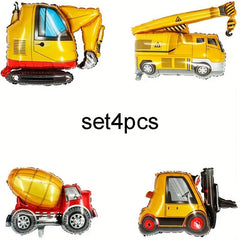 4pcs Construction Vehicles Toy Balloon Sets - Perfect For Party Birthday Parties
