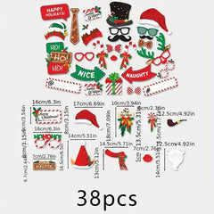 38pcs Christmas Party Photo Props Fun Variety Christmas Party Supplies