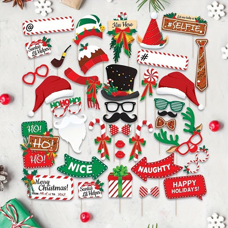 38pcs Christmas Party Photo Props Fun Variety Christmas Party Supplies