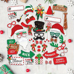 38pcs Christmas Party Photo Props Fun Variety Christmas Party Supplies
