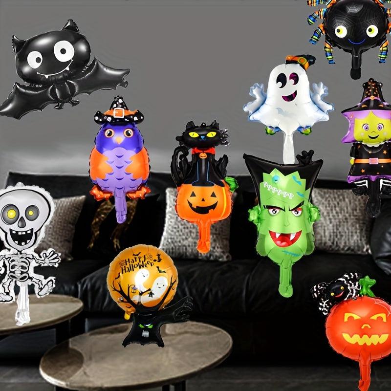 10pcs Halloween Balloons Pumpkin Witch Skeleton Ghost Bat Balloons