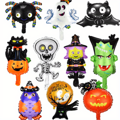 10pcs Halloween Balloons Pumpkin Witch Skeleton Ghost Bat Balloons