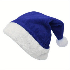Colorful Short Plush Christmas Hat for Adults - Festive Party Celebration