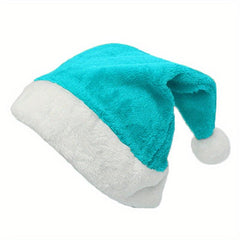 Colorful Short Plush Christmas Hat for Adults - Festive Party Celebration