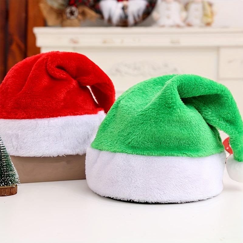 Colorful Short Plush Christmas Hat for Adults - Festive Party Celebration