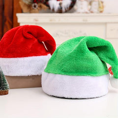 Colorful Short Plush Christmas Hat for Adults - Festive Party Celebration