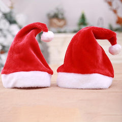 Colorful Short Plush Christmas Hat for Adults - Festive Party Celebration
