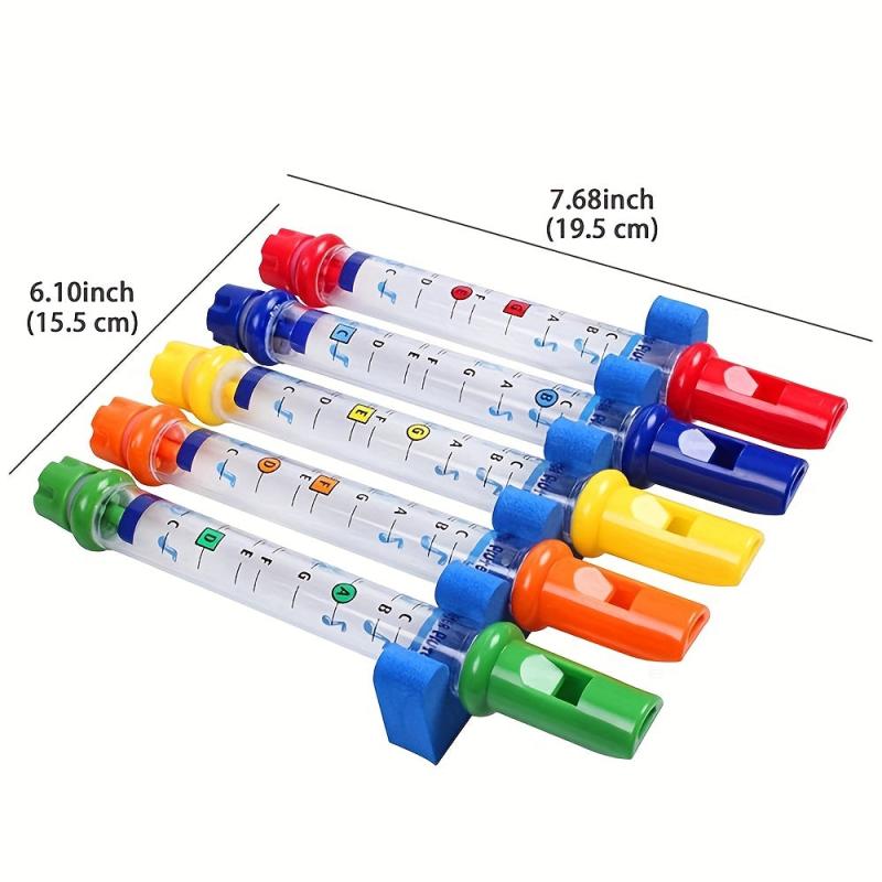 5pcs Water Filled Music Flute Toy - Educational Bath Time Fun