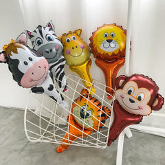 6 Pack of Forest Animal Stick Balloons for Kids' Parties