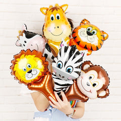6 Pack of Forest Animal Stick Balloons for Kids' Parties