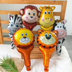 6 Pack of Forest Animal Stick Balloons for Kids' Parties