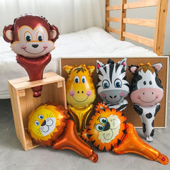 6 Pack of Forest Animal Stick Balloons for Kids' Parties