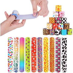 100 Pcs Slap Bracelets Party Favors Hearts Animal Print Retro Slap Bands
