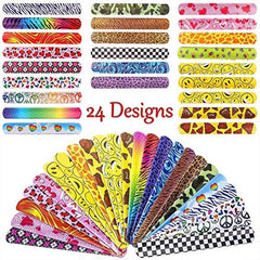 100 Pcs Slap Bracelets Party Favors Hearts Animal Print Retro Slap Bands
