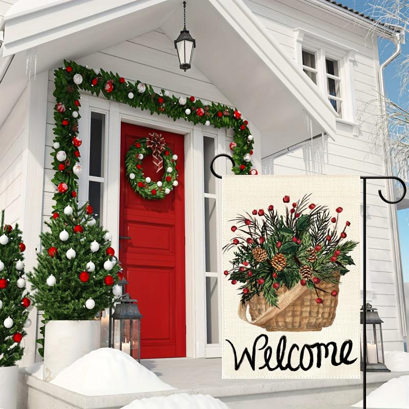 Holly Red Berries Garden Flag 30 48x45 72 Cm Double Sided Winter Christmas Decor