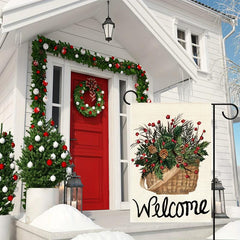 Holly Red Berries Garden Flag 30 48x45 72 Cm Double Sided Winter Christmas Decor