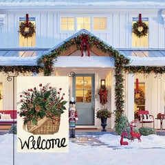 Holly Red Berries Garden Flag 30 48x45 72 Cm Double Sided Winter Christmas Decor