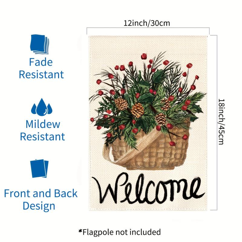 Holly Red Berries Garden Flag 30 48x45 72 Cm Double Sided Winter Christmas Decor