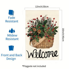 Holly Red Berries Garden Flag 30 48x45 72 Cm Double Sided Winter Christmas Decor