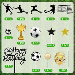 28pcs Football Birthday Decorations For Cake Party Supplies