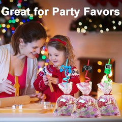 Game Controller Drinking Straws 4pcs Kids Party Supplies