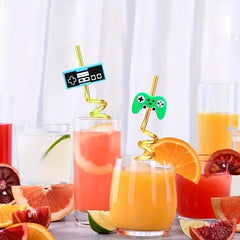 Game Controller Drinking Straws 4pcs Kids Party Supplies