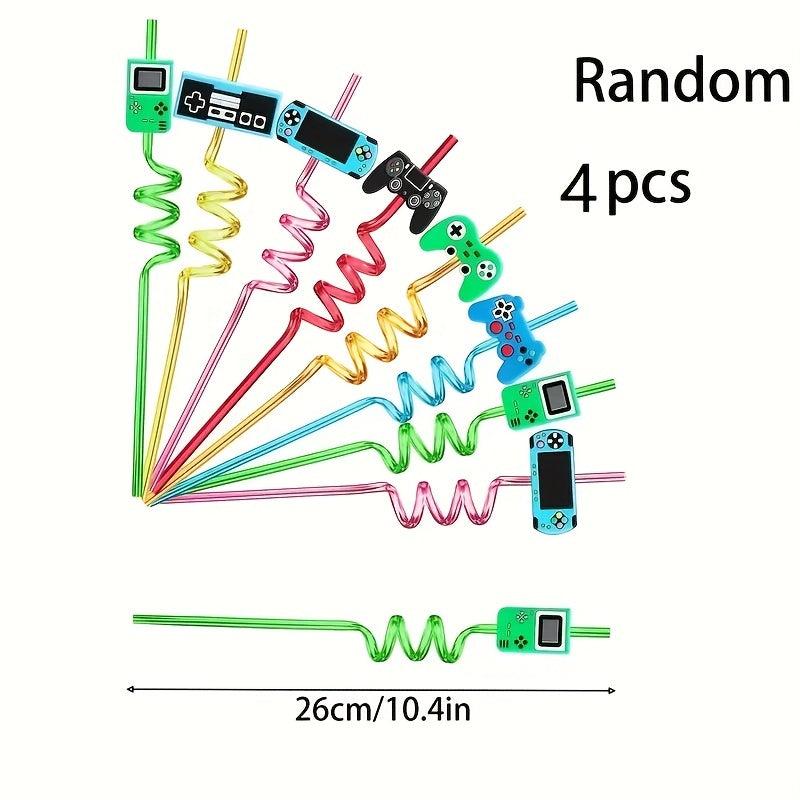 Game Controller Drinking Straws 4pcs Kids Party Supplies