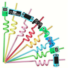 Game Controller Drinking Straws 4pcs Kids Party Supplies