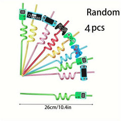 Game Controller Drinking Straws 4pcs Kids Party Supplies