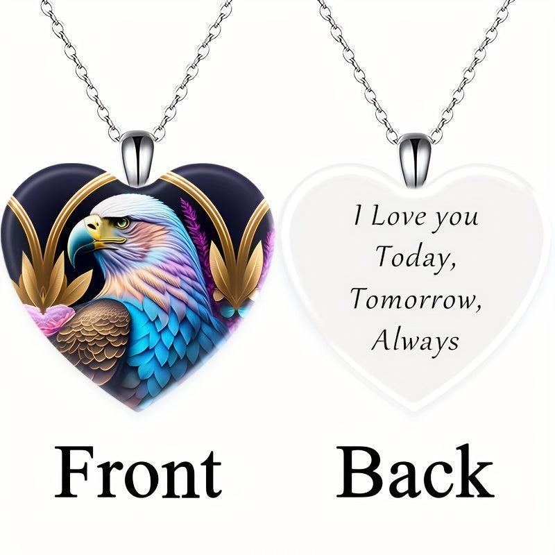 Eagle Dream Crystal Pendant Necklace English Love Birthday Gift