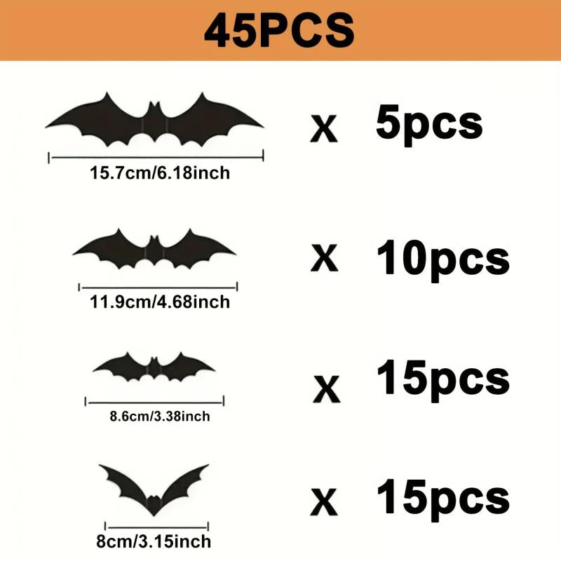 3D Bat Decoration Stickers Waterproof Spooky Bats Room Decor Halloween