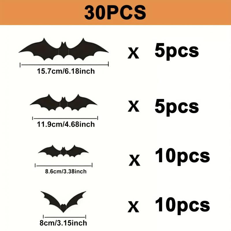 3D Bat Decoration Stickers Waterproof Spooky Bats Room Decor Halloween