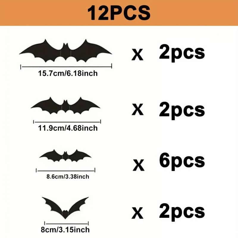 3D Bat Decoration Stickers Waterproof Spooky Bats Room Decor Halloween