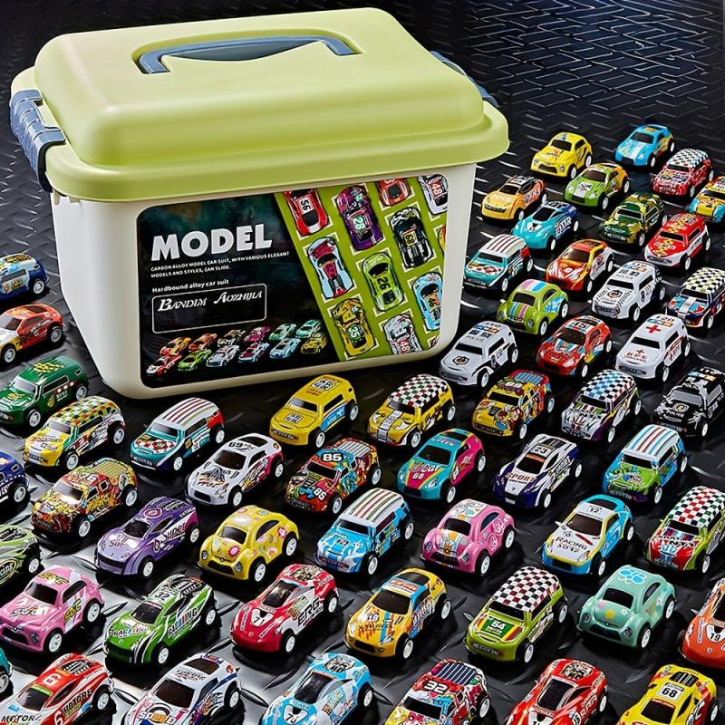 70pcs Pull Back Cars Toy Cars With Storage Box