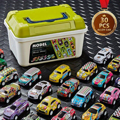 70pcs Pull Back Cars Toy Cars With Storage Box