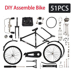 51pcs DIY Retro Bicycle Model Ornament Alloy Metal Mini Bike Sliding Assembled