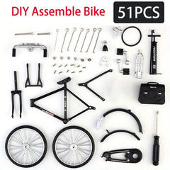 51pcs DIY Retro Bicycle Model Ornament Alloy Metal Mini Bike Sliding Assembled