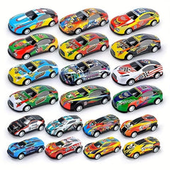 10pcs Mini Alloy Iron Back Force Cars Graffiti Metal Racing Model Toy Cars