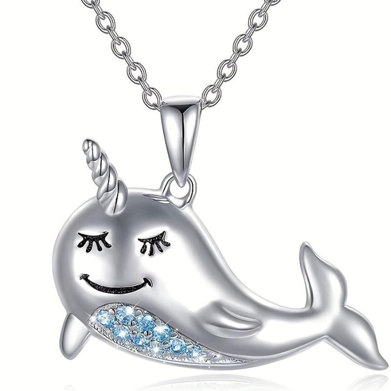 Whale Pendant Necklace Marine Animal Necklace Holiday Gift Women Jewelry