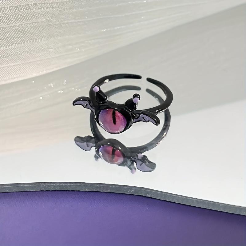 Y2k Sweet & Silver Needle Monster Opal Ring Earrings Combo